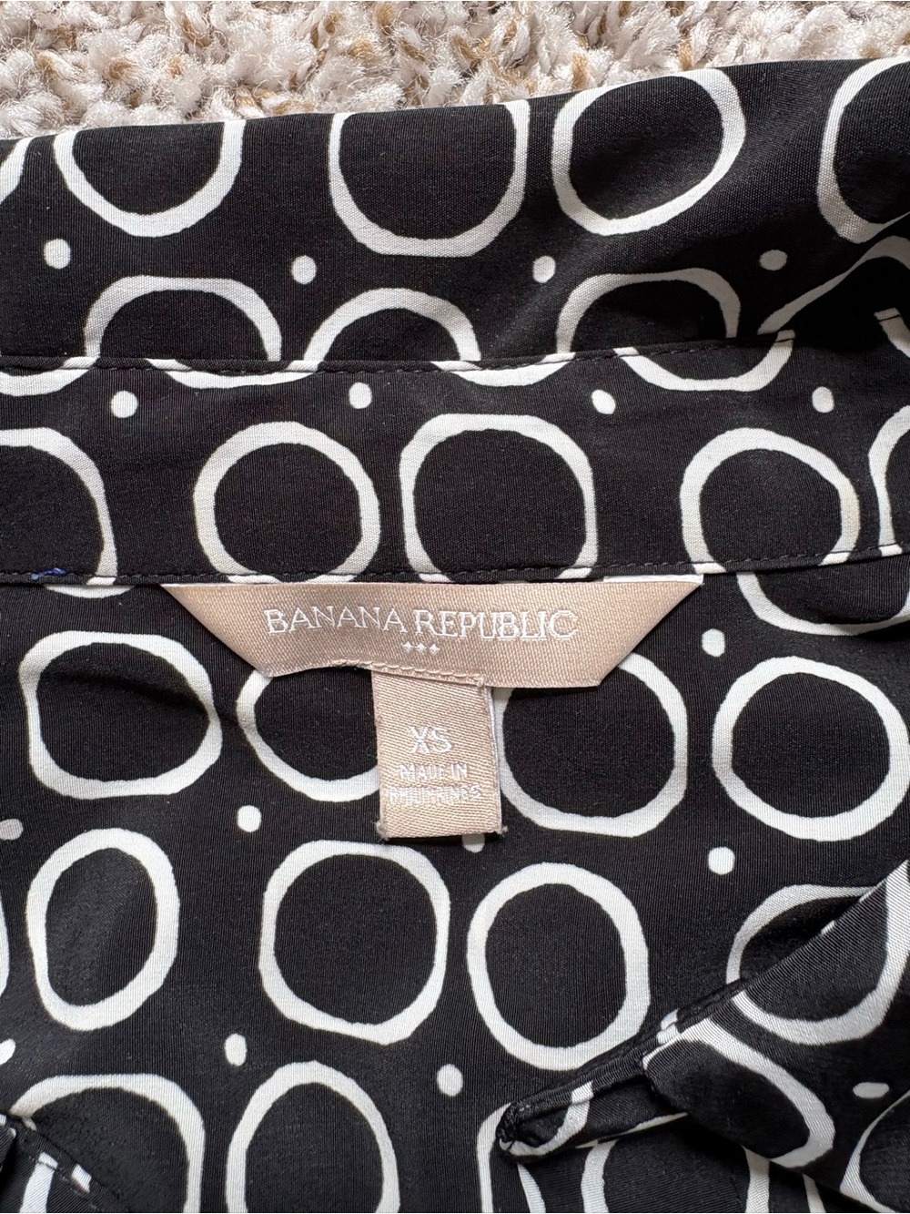 Banana Republic Black and White Long-Sleeve Shirt Dress with Belt - Picture 2 of 3